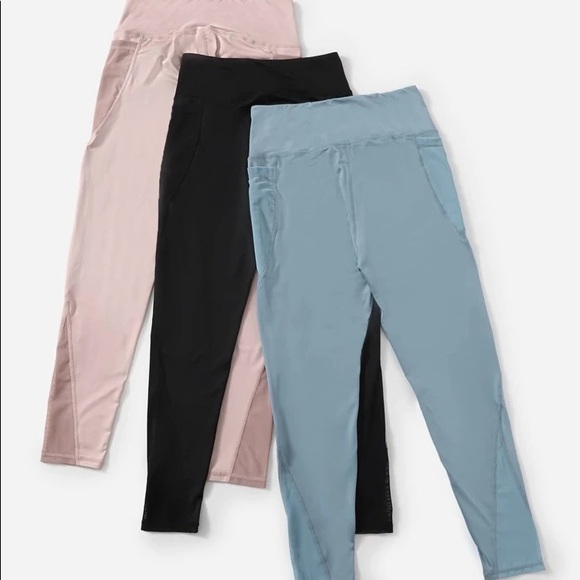 NWT 2 Piece Sports Leggings With Phone Pocket Pink & Blue Size Medium - Picture 7 of 8